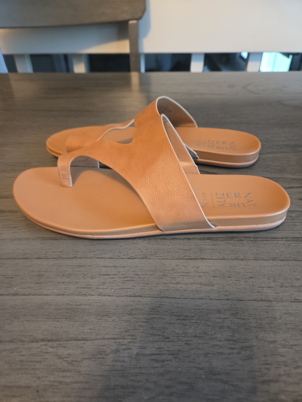 Naturalizer Tan Slide Sandals with Toe-Loop